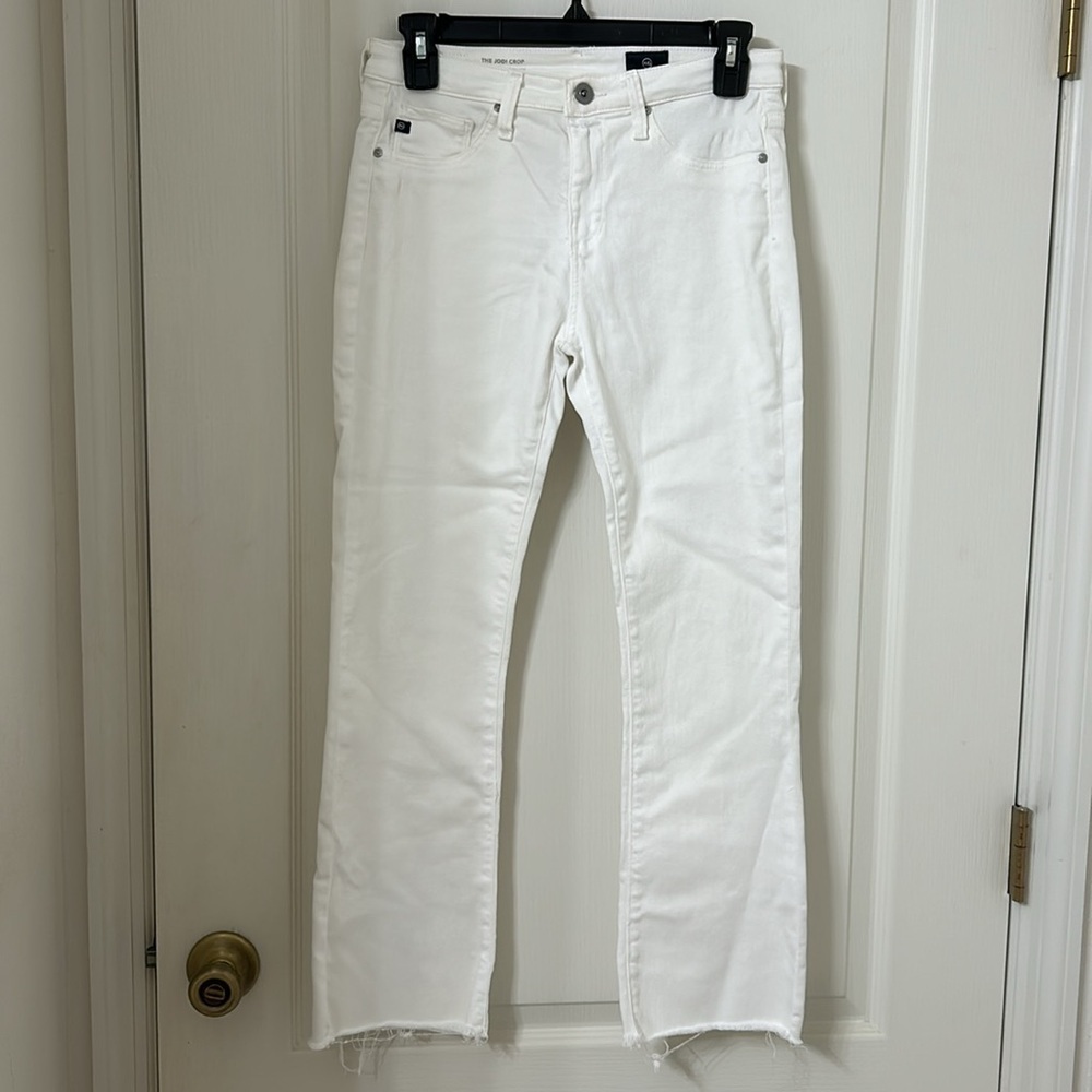 AG Adriano Goldschmied Rough Hem Skinny White Jean Sz 25R